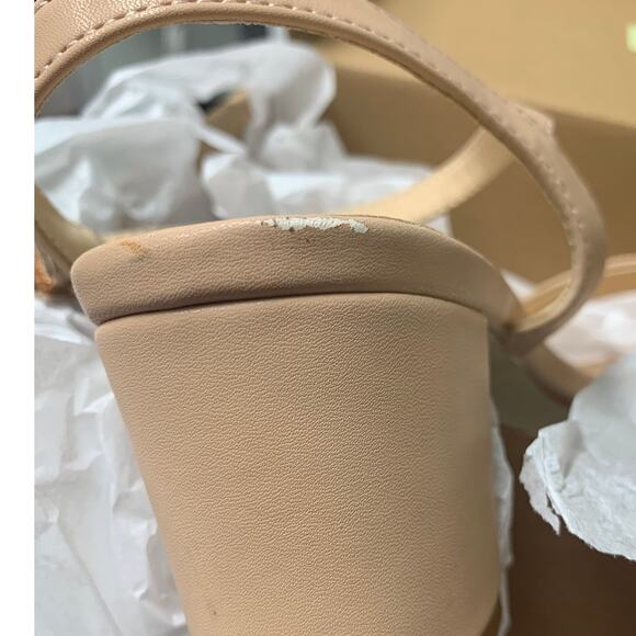 Cusolemore Womens Size 8.5 Nude Tan 2" Block Heel Open Toe Ankle Strap Sandals - Picture 8 of 8